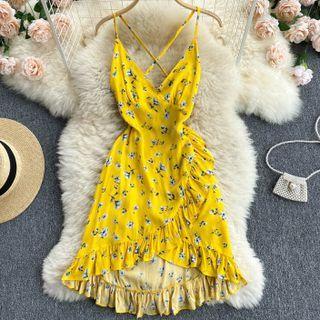 Floral Print Ruffle Sleeveless Dress