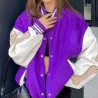 Long Sleeve Color-block Bomber Jacket