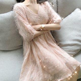 Fringed Short-sleeve A-line Dress
