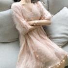 Fringed Short-sleeve A-line Dress