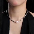 Faux Pearl Stainless Steel Choker White Faux Pearl - Silver - One Size