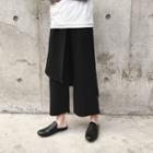 Asymmetrical Wide-leg Pants Black - One Size