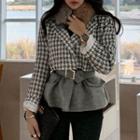 Belted Double-breasted Houndstooth Blazer
