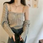 Chain Strap Camisole Top / Ribbed Cardigan Shrug