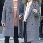 Couple Matching Plaid Double-breasted Long Coat