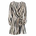 Long-sleeve Zebra Print Tie-waist Romper