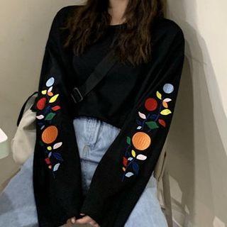 Floral Embroidered Long T-shirt