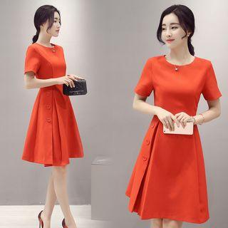 Plain Short-sleeve A-line Dress