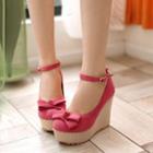 Ankle Strap Bow Wedges