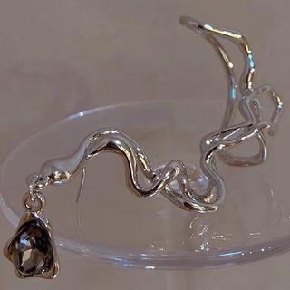 Rhinestone Cuff Earring 1pc - Silver - One Size
