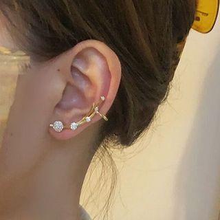 Rhinestone Earring 1 Pair - Bm0713 - Gold - One Size