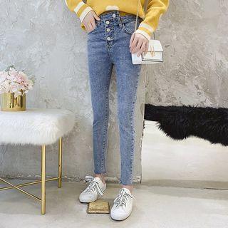 Washed Asymmetrical Skinny Jeans