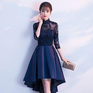 Embroidered High-low A-line Cocktail Dress