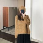 Melange Sweater / Beanie / A-line Midi Lace Skirt