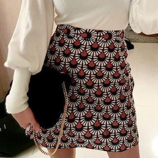 Patterned Jacquard A-line Miniskirt