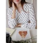 V-neck Faux-pearl Dotted Blouse