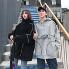 Couple Matching Lettering Contrast Trim Hoodie