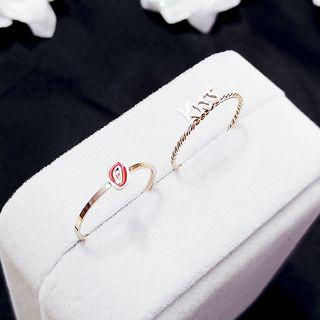 Stainless Steel 2-in-1 Kiss Lettering & Lips Ring