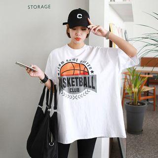 Tall Size Basketball Club Printed Boxy T-shirt