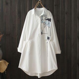 Sketch Embroidered Shirt White - One Size