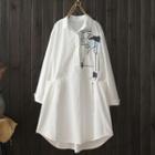 Sketch Embroidered Shirt White - One Size
