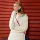 Long-sleeve Lace Neckline Knit Dress