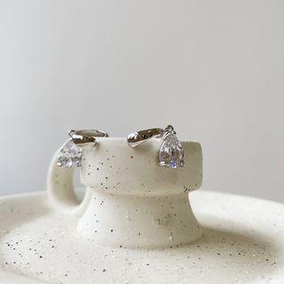 Rhinestone Sterling Silver Cuff Earring E368 - 1 Pc - Silver - One Size