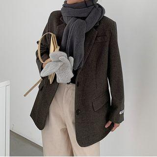 Notch Lapel Single-breasted Jacket Gray - One Size
