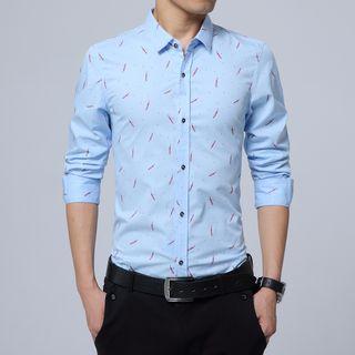 Long-sleeve Feather Print Shirt