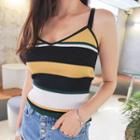 Spaghetti-strap Color-block Knit Camisole Top