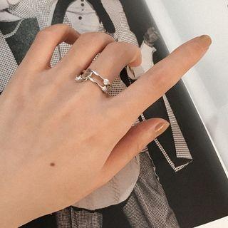 Rhinestone Safety Pin Open Ring 1 Pc - Ring - One Size