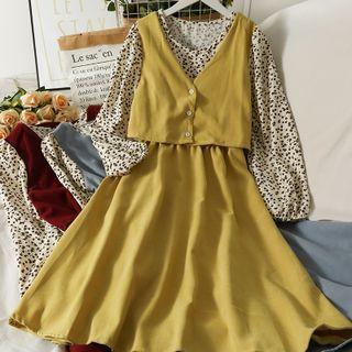 Mock Two-piece Floral Midi Dress In 6 Colors