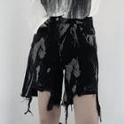 Splatter Print Distressed Denim Shorts