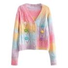 Ombre Cardigan Yellow & Blue & Pink - One Size