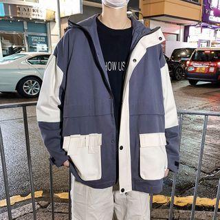 Color Block Buttoned Cargo Jacket