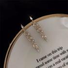 Rhinestone Leaf Dangle Earring 1 Pair - 925 Silver Earrings - Gold - One Size