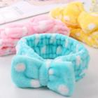 Polka Dot Bow Coral Fleece Face Wash Headband