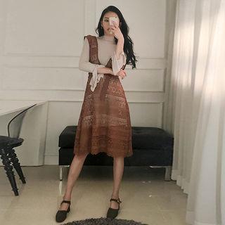 Set: Lace Jumper Dress + Long-sleeve Dress