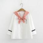 Sailor Collar Japanese Embroidered Long-sleeve Top