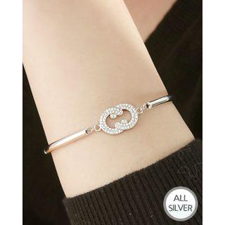 Rhinestone-charm Silver Bracelet