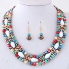 Set: Bead Layered Necklace + Dangle Earring