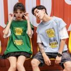Couple Matching Mock Two-piece Printed T-shirt