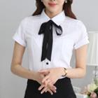 Ribbon Short-sleeve Dress Shirt