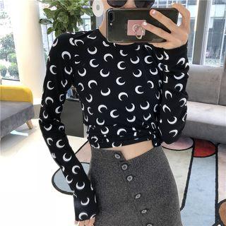 Moon Print Long-sleeve T-shirt