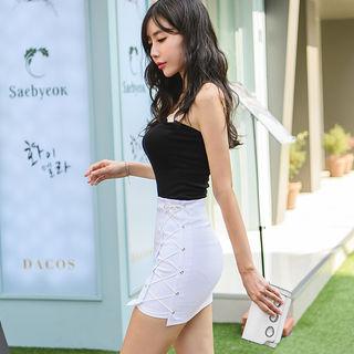 Lace-up Mini H-line Skirt