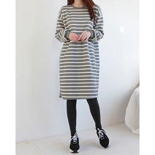 Set: Stripe Sweatshirt Dress + Leggings