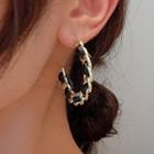 Chain Drop Earring 1 Pair - Gold & Black - One Size