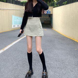 High-waist Pocket A-line Mini Skirt