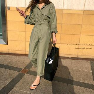 Long-sleeve Jumpsuit With Belt