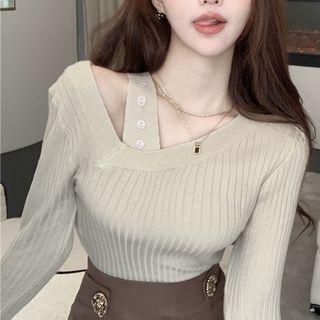 Long-sleeve Slim-fit Cropped Knit Top